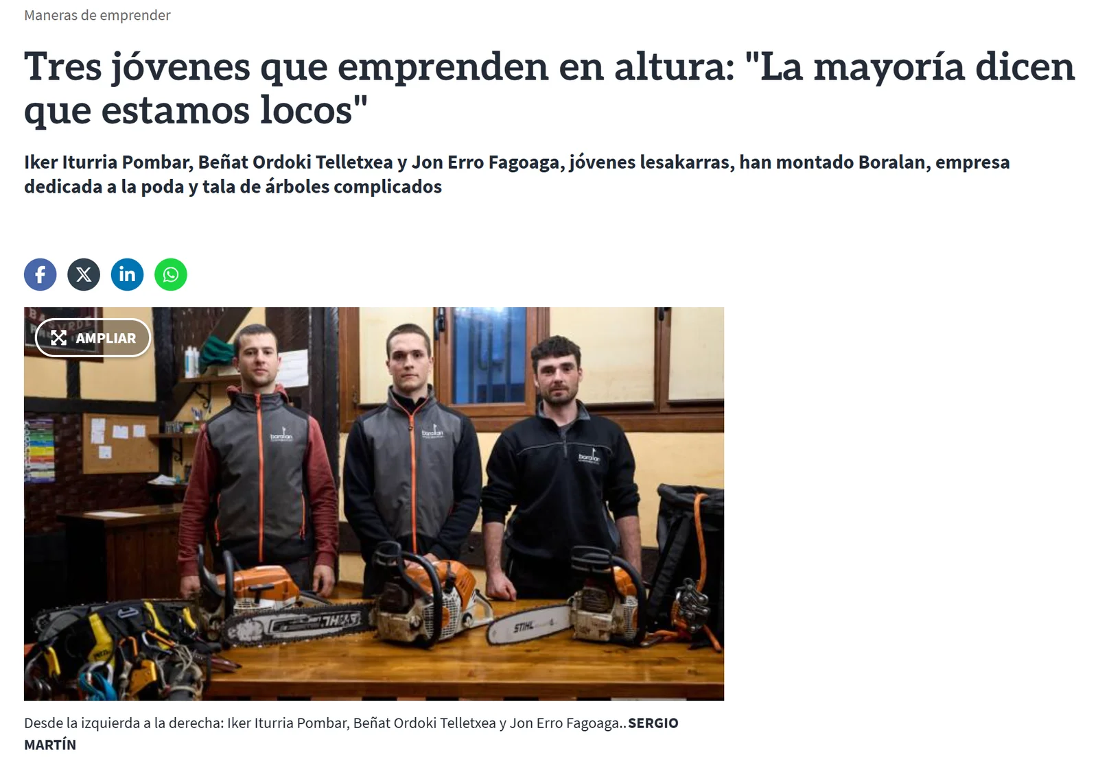 Reportaje sobre Boralan en el Diario de Navarra: «Tres jóvenes que emprenden en altura»